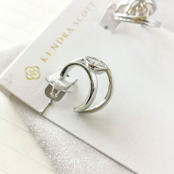 Kendra Scott jewelry - Arden Silver White Crystal Huggie Earrings - Picture 2 of 3